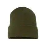 Olive Custom Embroidered Beanie – Yupoong Cuffed Knit Hat for Winter Branding