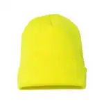 Safety Yellow Custom Embroidered Beanie – Yupoong Cuffed Knit Hat for Winter Branding
