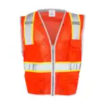 custom high visibility safety vest – Fluorescent Red (1710) – C1510-1511
