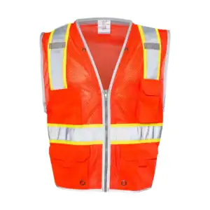 custom high visibility safety vest – Fluorescent Red (1710) – C1510-1511