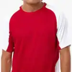 Red/White Custom Soccer Jersey – Augusta Sportswear Cutter Jersey with Logo Printing shown on model