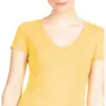 Banana Cream Custom Women’s V-Neck T-Shirt – Next Level 1540 shown on model