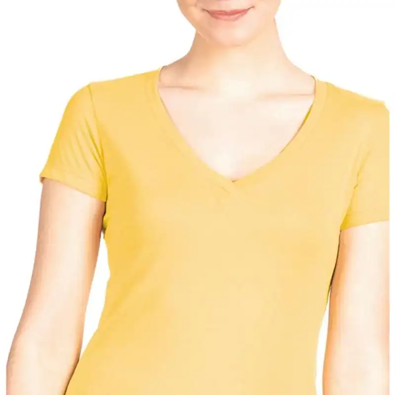 Banana Cream Custom Women’s V-Neck T-Shirt – Next Level 1540 shown on model