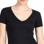 Black Custom Women’s V-Neck T-Shirt – Next Level 1540 shown on model