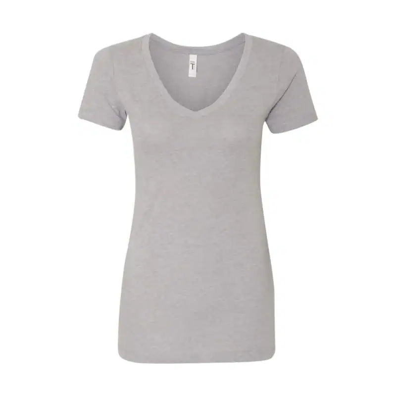 Gray Heather Custom Women’s V-Neck T-Shirt – Next Level 1540