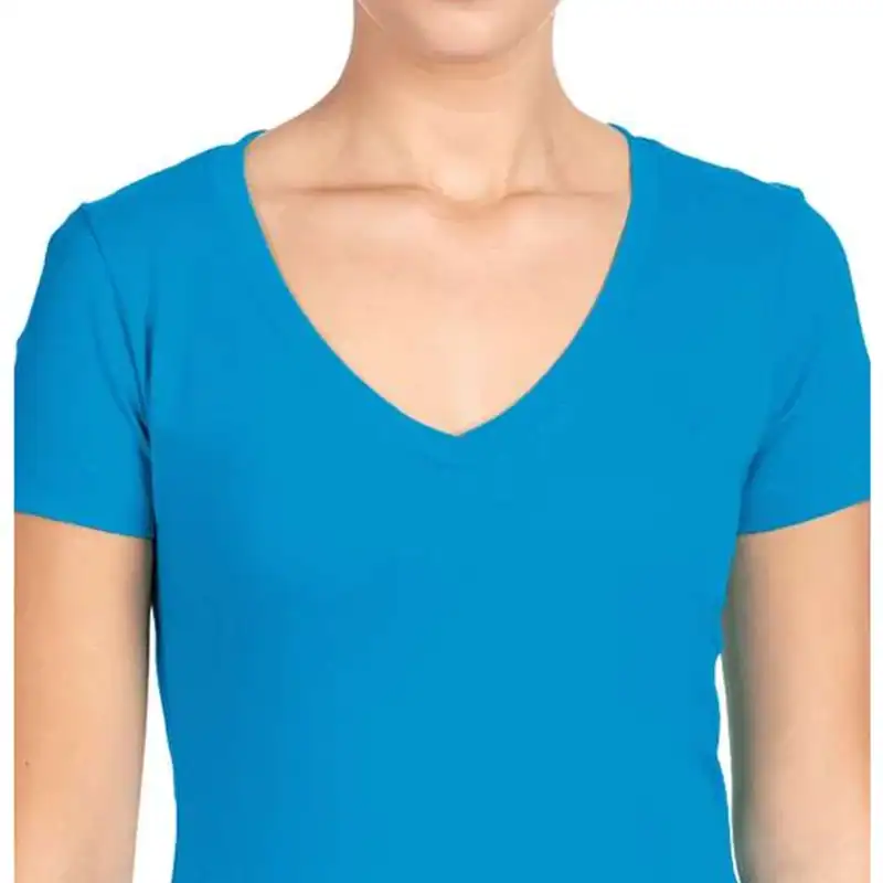 Turquoise Custom Women’s V-Neck T-Shirt – Next Level 1540 shown on model