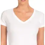 White Custom Women’s V-Neck T-Shirt – Next Level 1540 shown on model