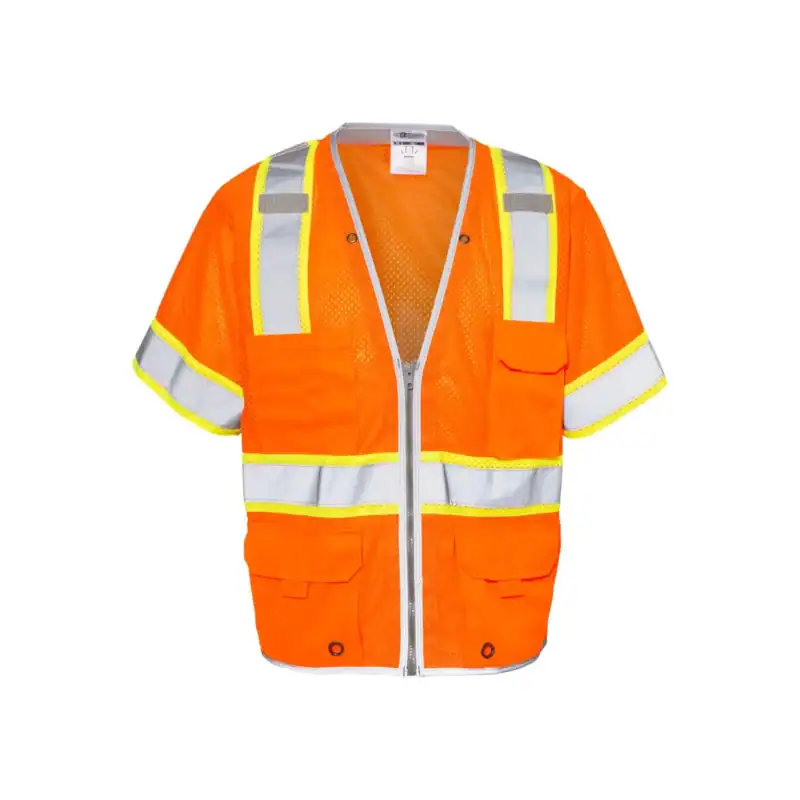 custom high visibility safety vest – Orange – C1550-1551