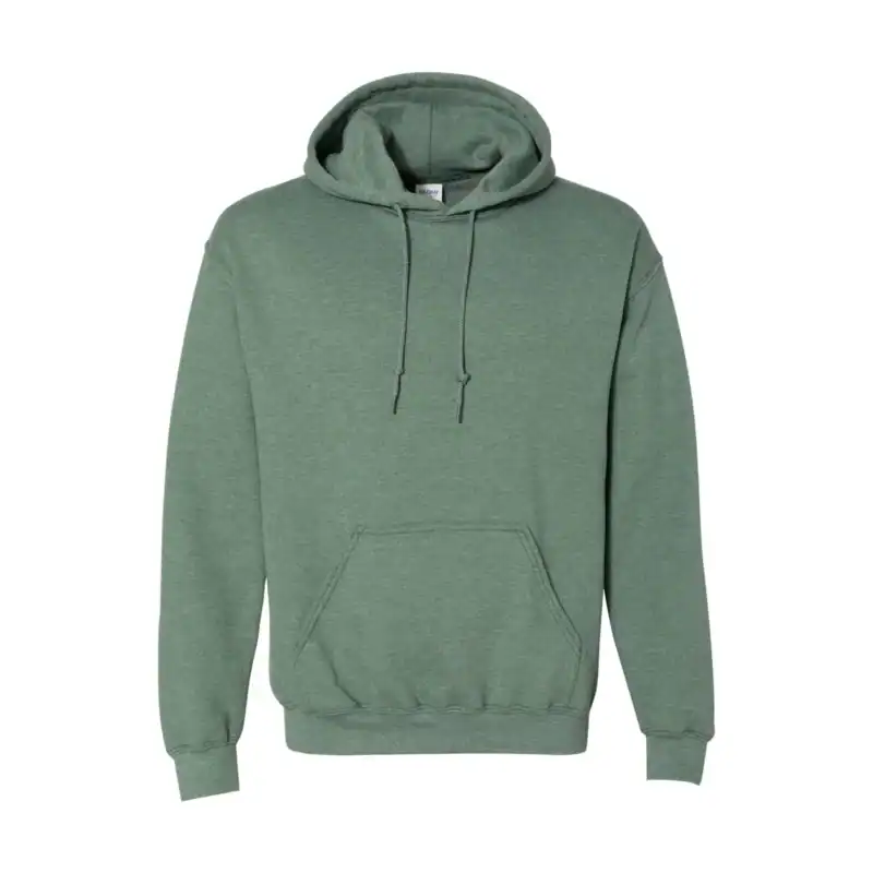 Heather Dark Green Custom Gildan Hoodie – Heavy Blend 18500 Pullover Sweatshirt