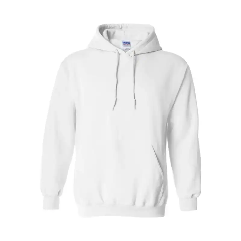 White Custom Gildan Hoodie – Heavy Blend 18500 Pullover Sweatshirt