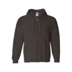 Black full-zip hoodie with drawstring hood and front pockets.