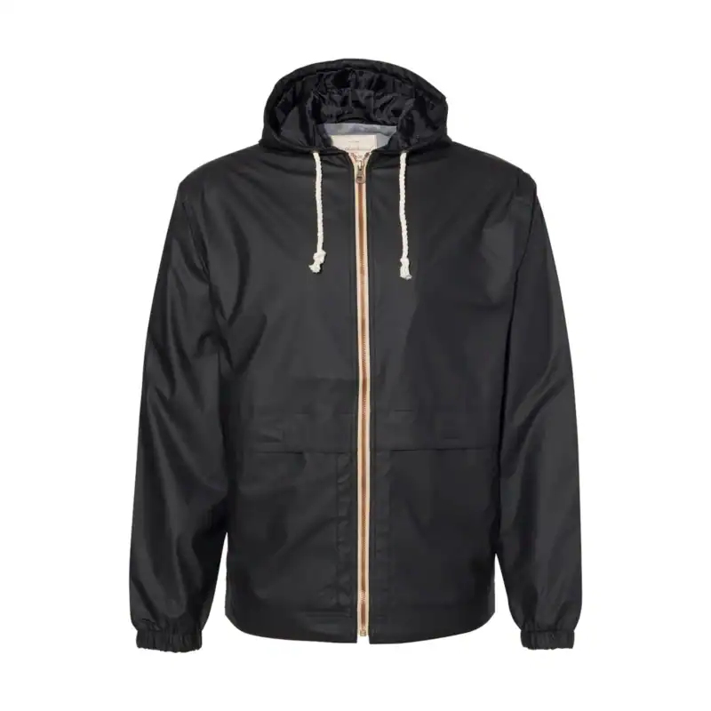 Black Custom Logo Rain Jacket – Vintage Waterproof Jacket with Hood