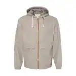 Khaki Custom Logo Rain Jacket – Vintage Waterproof Jacket with Hood