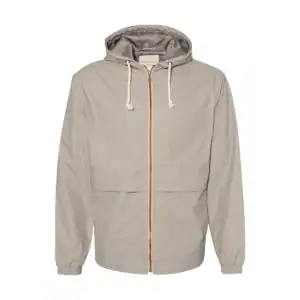 Khaki Custom Logo Rain Jacket – Vintage Waterproof Jacket with Hood