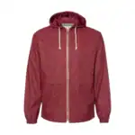 Red Custom Logo Rain Jacket – Vintage Waterproof Jacket with Hood