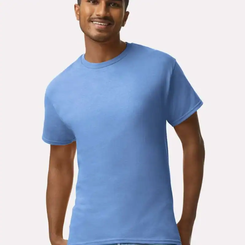 Carolina Blue Custom Gildan Ultra Cotton T-Shirt – 2000 (100% Cotton) shown on model