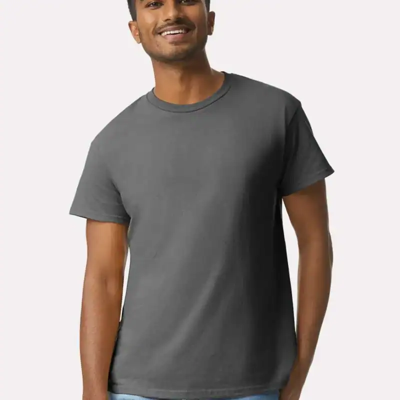 Charcoal Custom Gildan Ultra Cotton T-Shirt – 2000 (100% Cotton) shown on model