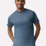 Indigo Blue Custom Gildan Ultra Cotton T-Shirt – 2000 (100% Cotton) shown on model
