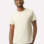 Natural Custom Gildan Ultra Cotton T-Shirt – 2000 (100% Cotton) shown on model