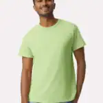 Pistachio Custom Gildan Ultra Cotton T-Shirt – 2000 (100% Cotton) shown on model