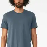 Slate Custom BELLA + CANVAS Jersey T-Shirt – 3001 shown on model