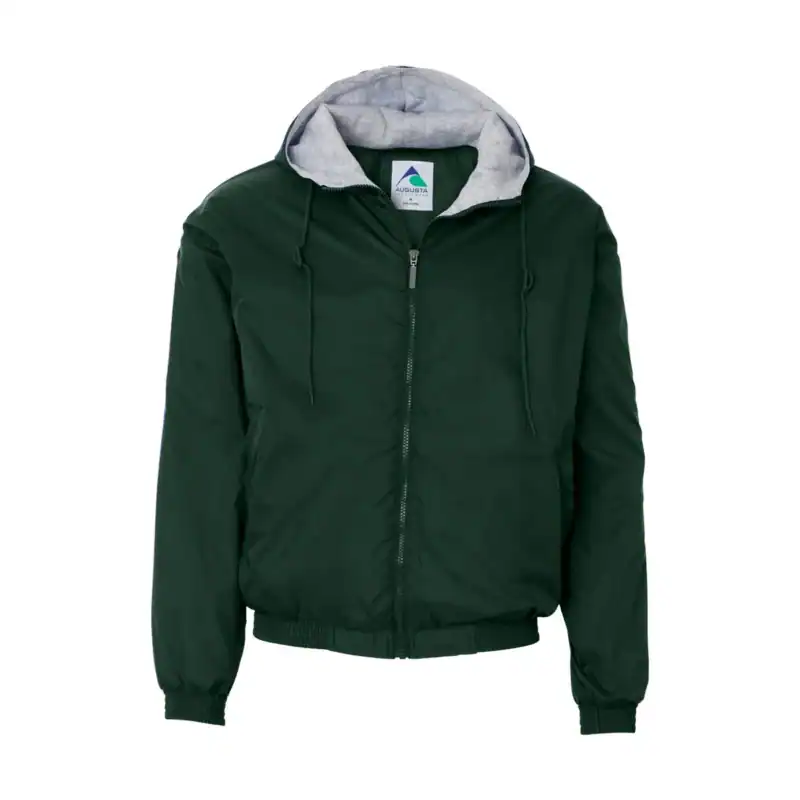 Custom Logo Fleece Jacket – Augusta Sportswear Hooded Team Outerwear – Dark Green Color Image Dark Green Custom Logo Fleece Jacket – Augusta Sportswear Hooded Team Outerwear