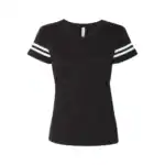 Black/White Custom Women’s Football Jersey Tee – V-Neck Fine Jersey for Team or Business Logo