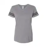 Granite Heather/Vintage Smoke Custom Women’s Football Jersey Tee – V-Neck Fine Jersey for Team or Business Logo