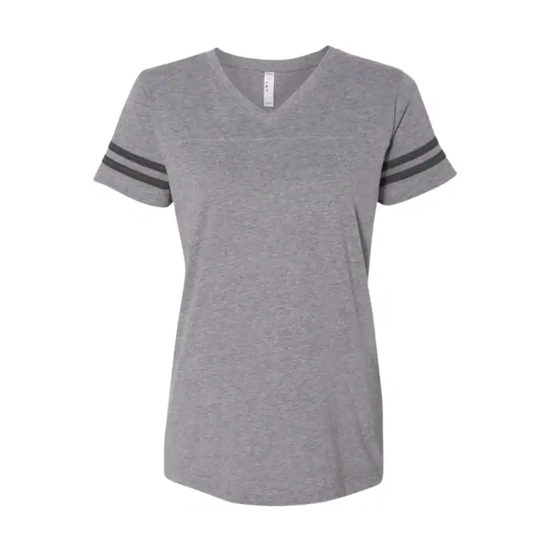 Granite Heather/Vintage Smoke Custom Women’s Football Jersey Tee – V-Neck Fine Jersey for Team or Business Logo