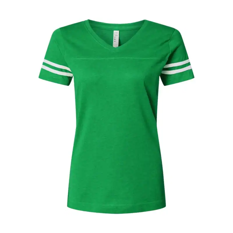 Green/White Custom Women’s Football Jersey Tee – V-Neck Fine Jersey for Team or Business Logo
