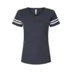 Navy/White Custom Women’s Football Jersey Tee – V-Neck Fine Jersey for Team or Business Logo