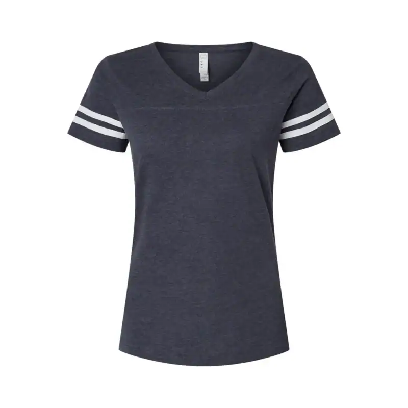 Navy/White Custom Women’s Football Jersey Tee – V-Neck Fine Jersey for Team or Business Logo