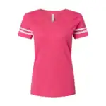 Pink/White Custom Women’s Football Jersey Tee – V-Neck Fine Jersey for Team or Business Logo