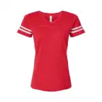 Red/White Custom Women’s Football Jersey Tee – V-Neck Fine Jersey for Team or Business Logo
