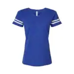 Royal/White Custom Women’s Football Jersey Tee – V-Neck Fine Jersey for Team or Business Logo