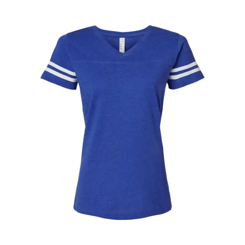 Royal/White Custom Women’s Football Jersey Tee – V-Neck Fine Jersey for Team or Business Logo