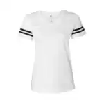 White/Black Custom Women’s Football Jersey Tee – V-Neck Fine Jersey for Team or Business Logo