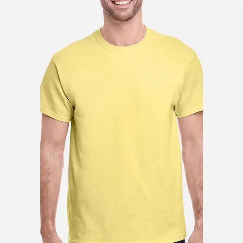Cornsilk Custom Heavyweight T-Shirt – Gildan 5000 | 100% Cotton Custom Print Tee shown on model