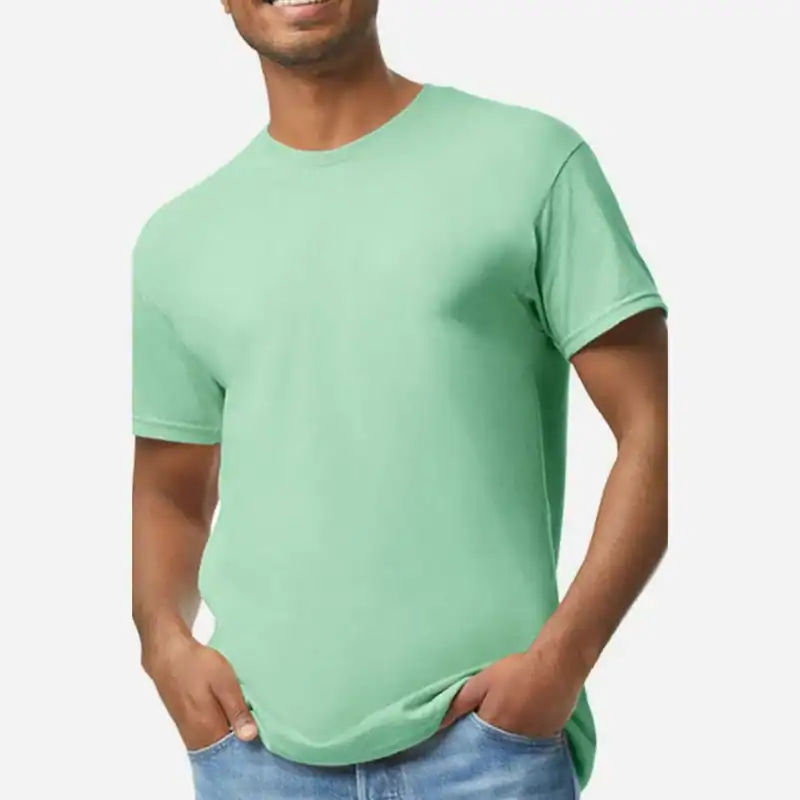Mint Green Custom Heavyweight T-Shirt – Gildan 5000 | 100% Cotton Custom Print Tee shown on model