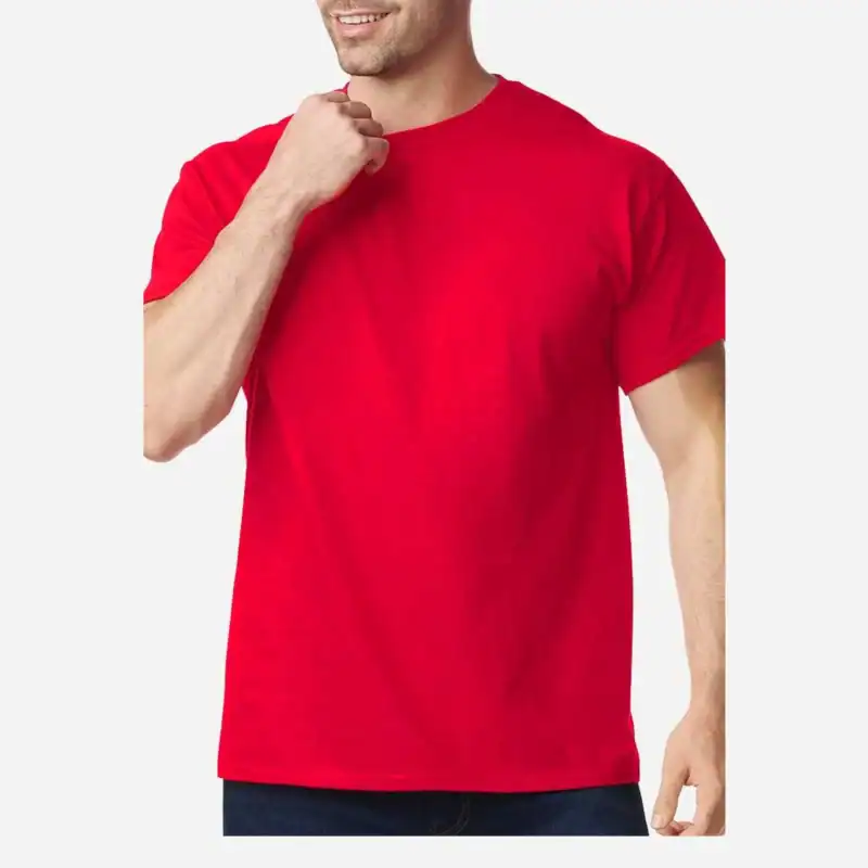 Red Custom Heavyweight T-Shirt – Gildan 5000 | 100% Cotton Custom Print Tee shown on model