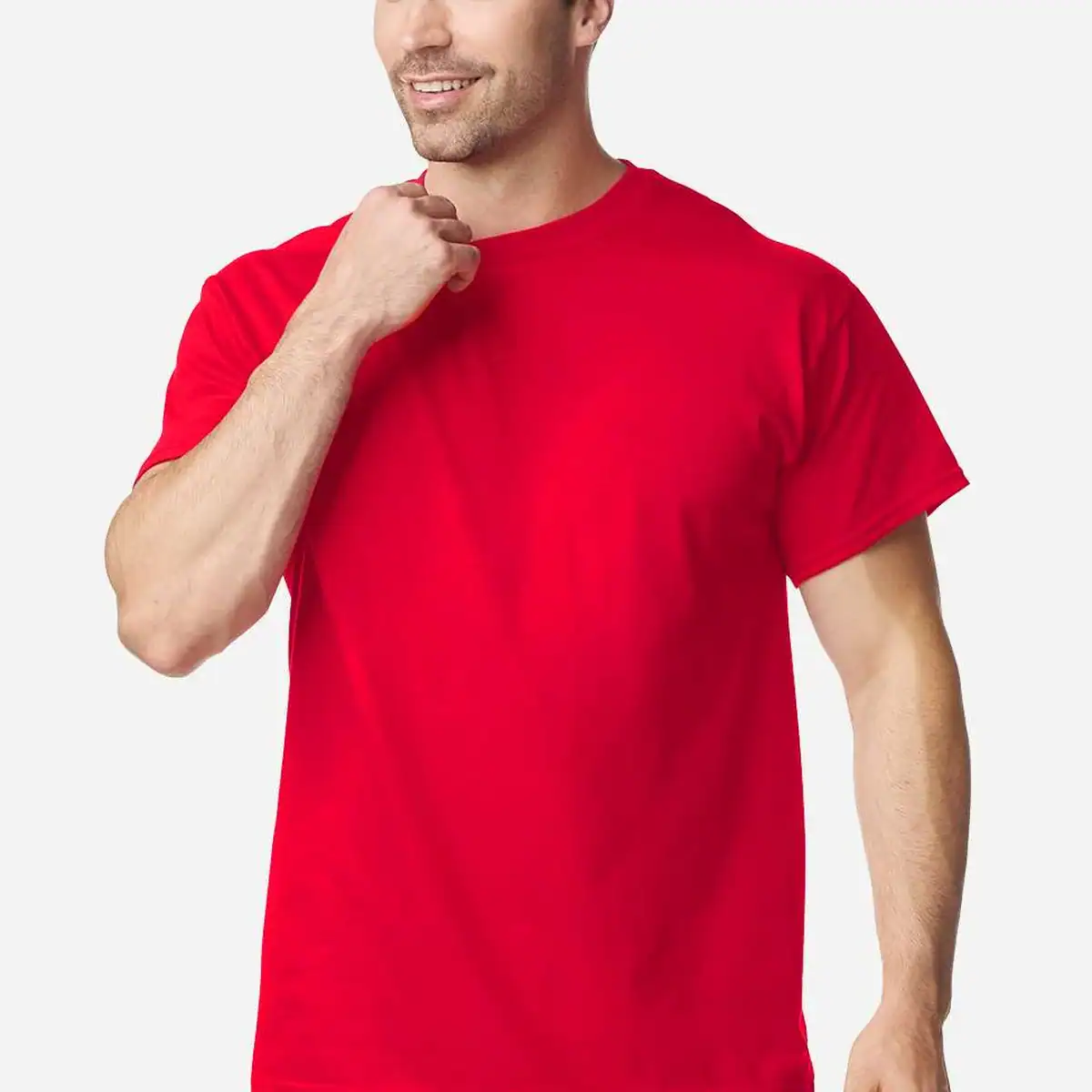 Red Custom Heavyweight T-Shirt – Gildan 5000 | 100% Cotton Custom Print Tee shown on model
