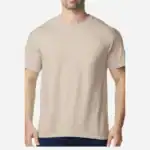 Sand Custom Heavyweight T-Shirt – Gildan 5000 | 100% Cotton Custom Print Tee shown on model