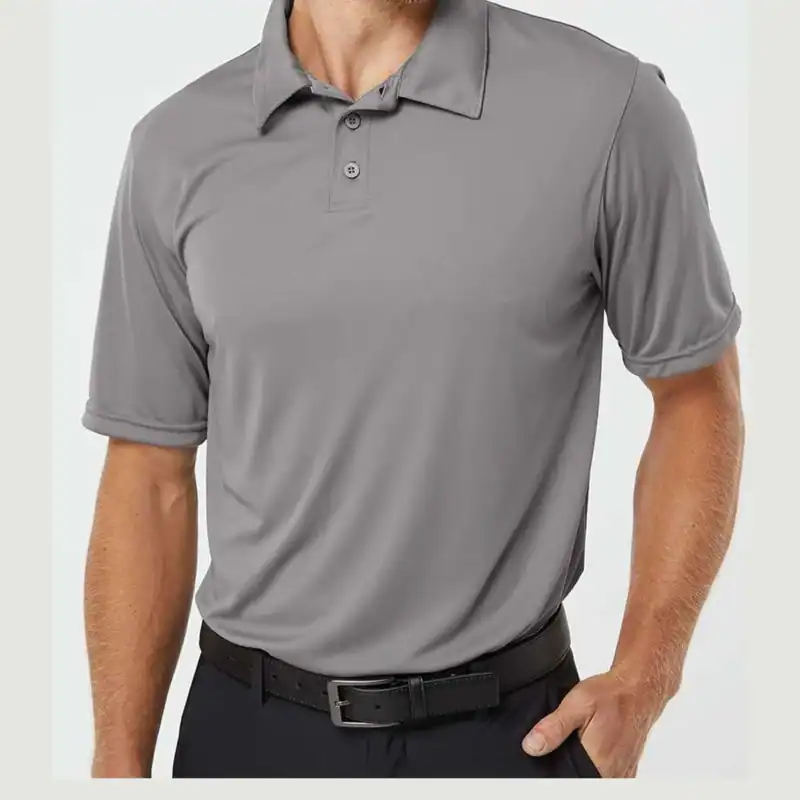 Graphite Augusta Short Sleeve Polo Shirt - Custom Embroidered Polos for Business and Team Uniforms shown on model