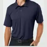 Navy Augusta Short Sleeve Polo Shirt - Custom Embroidered Polos for Business and Team Uniforms shown on model