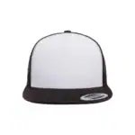 Black/ White/ Black Custom Yupoong 6006 Five-Panel Trucker Hat – Flat Bill Snapback