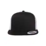 Black/White Custom Yupoong 6006 Five-Panel Trucker Hat – Flat Bill Snapback
