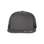 Charcoal/Black Custom Yupoong 6006 Five-Panel Trucker Hat – Flat Bill Snapback