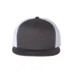 Charcoal/White Custom Yupoong 6006 Five-Panel Trucker Hat – Flat Bill Snapback