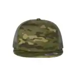 Multicam Tropic/ Green Custom Yupoong 6006 Five-Panel Trucker Hat – Flat Bill Snapback
