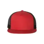 Red/Black Custom Yupoong 6006 Five-Panel Trucker Hat – Flat Bill Snapback